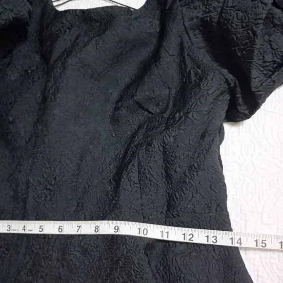 Simonett Beya Dress Black Size S Puff Sleeve Textured Fabricv Womens - Picture 11 of 11